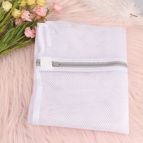 4 Pack Mesh Laundry Wash Bag, Mesh Laundry Bags With Zips (L+M, White) — view 4