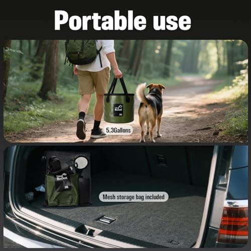 Portable Shower for Camping, 6000mAh Rechargeable Camping Shower with Foldable Bucket, Storage Bag, Filtered Shower Head, Outdoor Camp Shower Pump for Hiking, RV, Traveling, Car Washing, Pet Bath — view 5