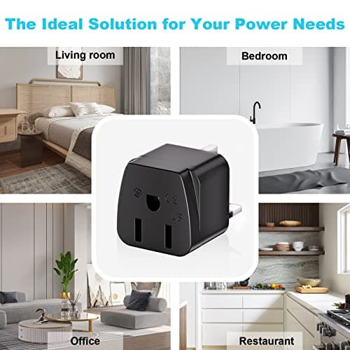 Plug Adapter 3 Pack, US to UK Travel Plug Adapter, HITRENDS Plug Adapter 3 Pin to 3 Pin UK plug Type G US to UK, Black — view 6