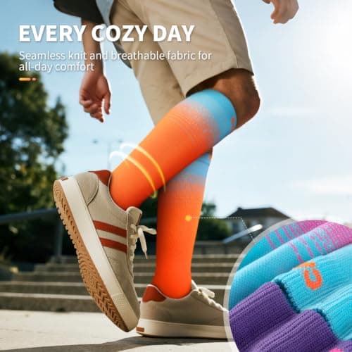 CAMBIVO 3 Pairs Compression Socks for Women and Men, 15-20 mmHg Support for Plantar Fasciitis, Arch Support Flight Socks, Travel & Work — view 5