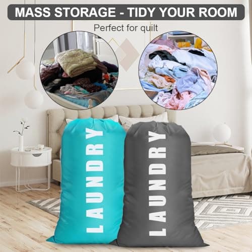 flintronic Extra Large Laundry Bag, 61×91cm Foldable Storage Bag, Dirty Clothes Bags, with Drawstring Closure, Durable Rip-Stop, Convenient, for Travel/Bathroom/Bedroom/Dormitory-Purple Sloth Bear — view 4