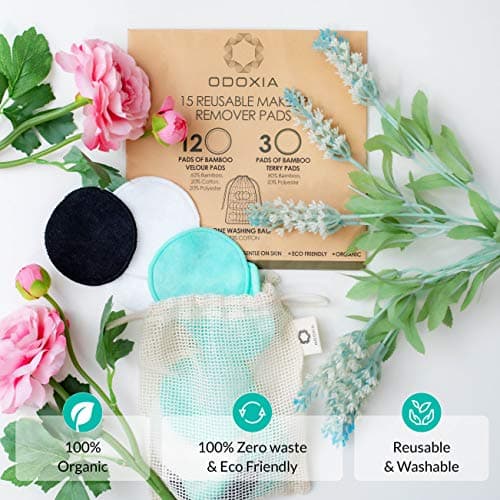 Reusable Makeup Remover Pads | Eco Friendly & Zero Waste Cotton Rounds | Beauty Products | 15 Natural & Organic Face Pads with Laundry Bag | Soft for All Skin Types | Bamboo Wipes for Facial Cleansing — view 2