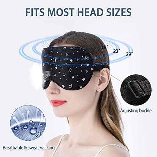 townssilk 100% Silk Sleep mask with Adjustable Strap,Comfortable and Super Soft Eye mask Ultimate Sleeping aid,blindford Silver Stars — view 3