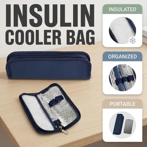 Hopzab Portable Insulin Cooler Bag, Insulated Medication Travel Case, Durable Oxford Fabric Thermal Pouch for Diabetic Supplies, Compact and Easy Carry with Secure Zipper(Navy Blue) — view 4