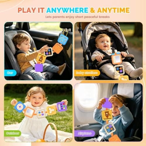 Felly Montessori Busy Board for Toddler 1+ Years, 9 in 1 Baby Sensory Activity Cube, Travel Toys for Airplane and Car, Fine Motor Skill, Birthday for Boys Girls Baby Shower — view 4