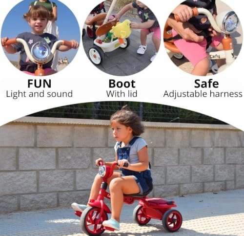 Twinly Carly Foldable Toddler Tricycle with Parent Handle, Mint — view 3