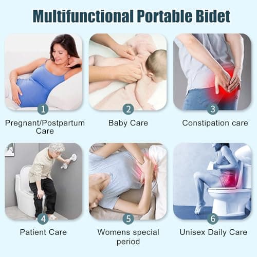 XFDZQQG Portable Bidet Electric,Travel Bidet Rechargeable,High Pressure Handheld Bidet Sprayer with 2.5L Water Tank,Peri Bottle 70-Minute Usage,Muslim Shower,Outdoor & Camping Toilet uk shatafa — view 5