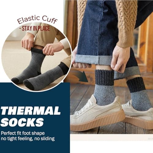 Hocerlu Thermal Socks for Men, 5 Pairs Thick Cushioned Winter Warm Boot Socks for Walking Hiking Trekking Outdoor Activities Everyday Wear, UK 6-11. — view 4