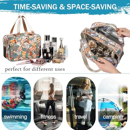wordmouk Toiletry Bag Wet and Dry Separation Double-Layer Large Cosmetic Bag Travel Makeup Bag Water-Resistant Hanging Toiletry Wash Bags Toiletries Organizer Toilet Bags for Swimming Gym Trip — view 6
