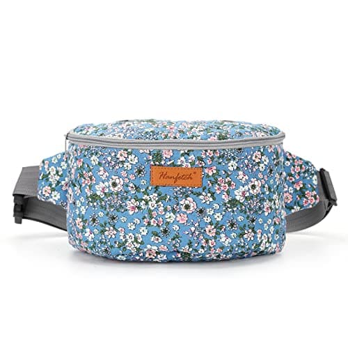 Hanfetch Yarn Crossbody Waist bag Small Yarn Storage Organizer for Yarn Skeins-Organizer for Crochet Hooks and Other Accessories, Flower-Blue, S, Yarn Storage Bag