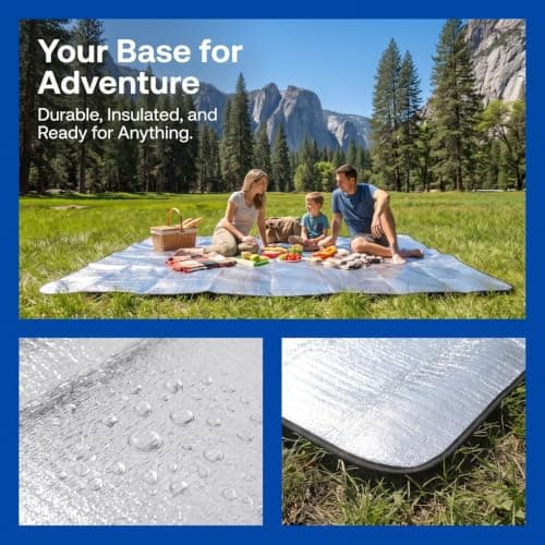 BESPORTBLE Aluminum Foil Camping Mat, Thermal Reflective Sleeping Pad with EVA Foam, Waterproof Outdoor Picnic Blanket and Moisture-Proof Ground Sheet for Hiking, Festival and Beach, with Carry Bag — view 2