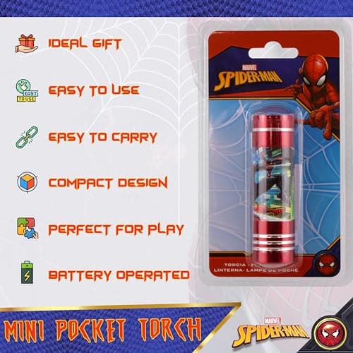 SRV Hub Spiderman LED Torch 8.7cm, Aluminium 9 LED Flashlight with Wrist Strap, Compact Battery Powered Torch for Home, Travel, Camping & Emergency Use — view 3