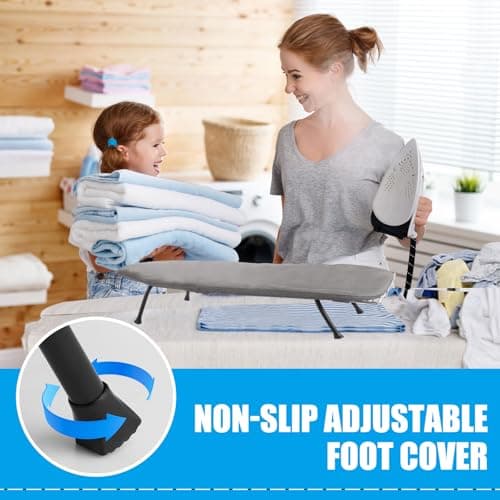 YOUNTHYE Table Top Ironing Board, Foldable Ironing Board with Iron Rest, 100x30cm Large Compact Ironing Boards with Cotton Cover and Anti-slip Feet, Space-Saving — view 4