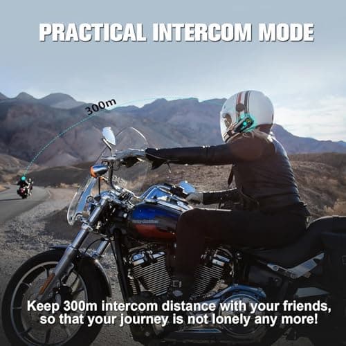Motorcycle Intercom Helmet Bluetooth 5.3 Headset With Mic IPX6 Waterproof — view 2