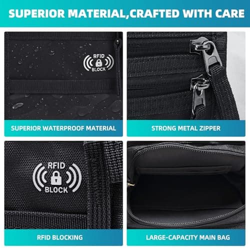 RFID Neck Wallet for Travel, Neck Wallet with RFID Blocking, Waterproof Passport Holder with Adjustable Strap, Hidden Travel Pouch Crossbody Bag for Men & Women, with Multiple Zip Pockets(Black) — view 4