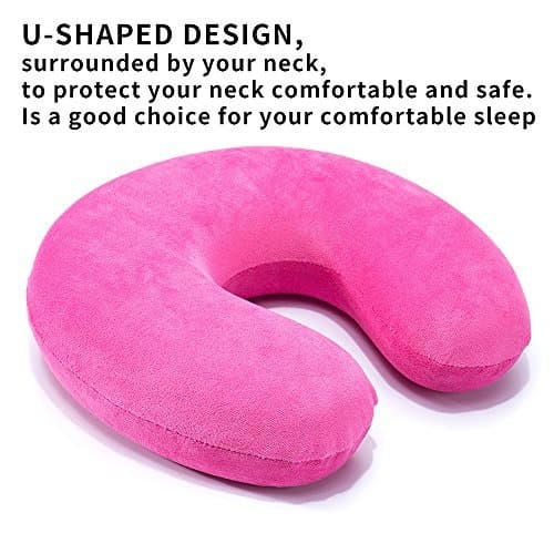 Mr.Ho U Shaped Memory Foam Air Pillow Neck Head Cushion Support Rest Outdoors Car Office Home Travel Pillow (Pink) — view 4