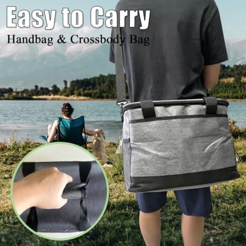 Cool Bag - 30 Litre Cool Box - Collapsible & Insulated Cooler Bag Lunch Bag Keep Warm & Cold, Leak-Proof, With Carriying Straps, Multiple Pockets -for Travel Camping Picnics BBQ Outdoor Activities — view 5
