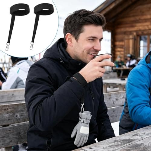 YEVON 4 Pack Elastic Ski Glove Wrist Straps with Keychain Attachments — view 3