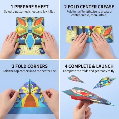 Copbopwn 36 Sheets Paper Airplane Kit DIY Origami Set for Kids 6-12 with Storage Box, Foldable Paper Planes Book for Aircraft Craft Activity, Creative DIY Toy for Boys & Girls, 17.5x24.5CM — view 4