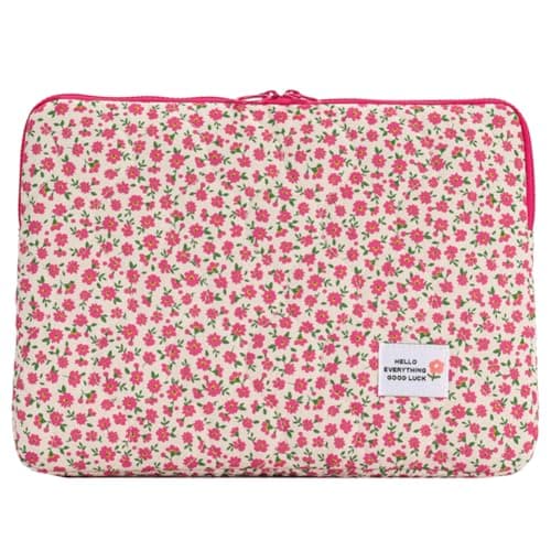 jingyuKJ Puffy Laptop Sleeve Case Floral Laptop Bag Portable Quilted Carrying Case Computer Cover Compatible with 11/13/15" Notebook