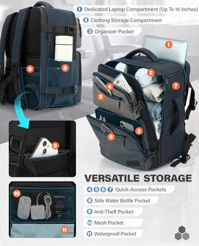 VANKEV 40x30x20 Ryanair Easyjet Eurowings Cabin Bag Travel Backpack — view 3