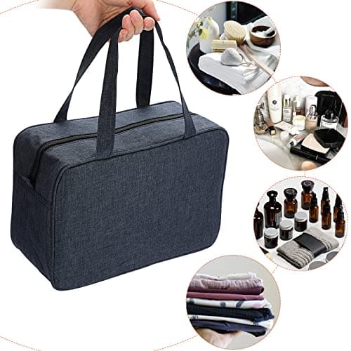 IGNPION Men Large Travel Toiletry Bag Women Waterproof Full Size Wash Bag Dopp Kit Shaving Organizer Bag Make UP Cosmetic Bag Swimming Gym Bag for Toiletries Accessories (Dark Blue) — view 6