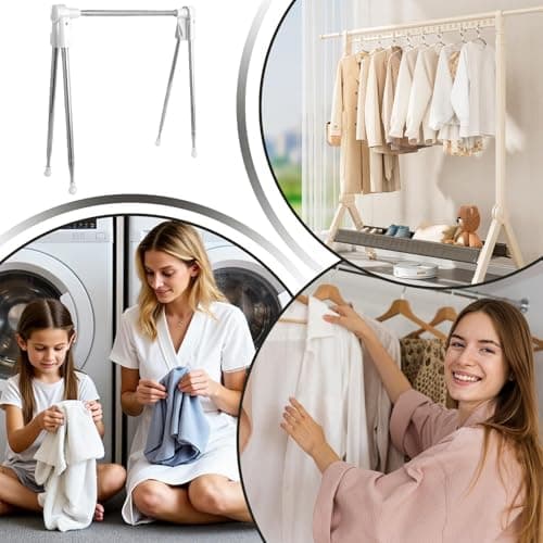 Generisch Foldable Clothes Airer - Stainless Steel Silver, Extendable Towel Shelves, Portable, Compact for Indoor Use, , Weatherproof Space Saver — view 5
