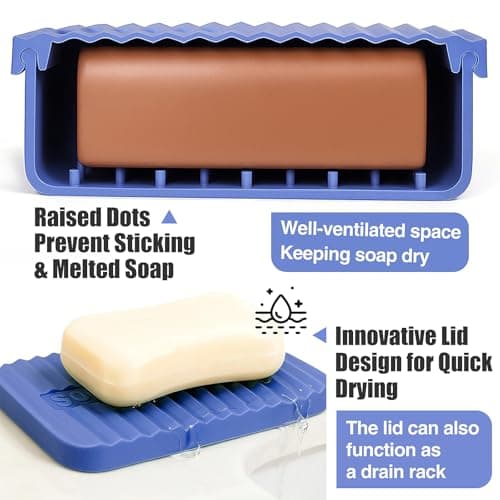 AIDIMMING Extra Large Leak Proof Silicone Travel Soap Case – for Extended Trips, Camping, Outdoor Adventures, or Truck Drivers, Perfectly fits 10-Ounce Duke Cannon Soap Bar (Deep Blue) — view 4