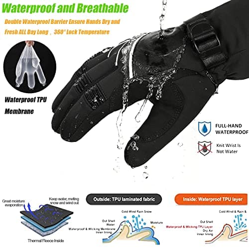 MOREOK Waterproof & Windproof Winter Gloves for Men and Women,-30°F 3M Thinsulate Thermal Touch Screen Warm Gloves for Skiing,Cycling,Motorcycle,Running,Outdoor Sports Black-XL — view 3