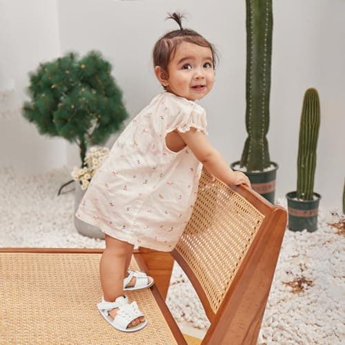 LACOFIA Baby Girls Sandals Infant Breathable Summer Sandals First Walking Shoes with Anti-Slip Soft Sole White Butterfly 12-18 Months — view 2