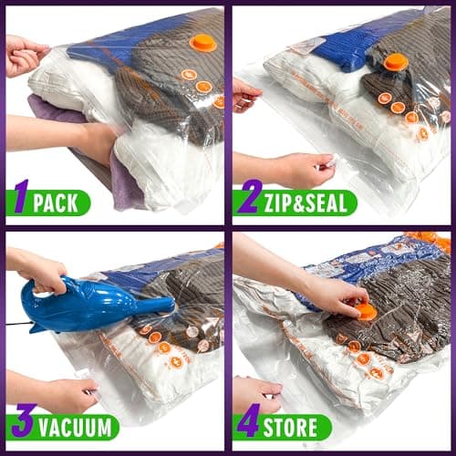 STORAGE MASTER Space Saver Bags for Travel and Home Reusable Vacuum Storage Bags Save 80% More Storage Space Work with Vacuum Cleaner (9 Large, No Pump Included) — view 4