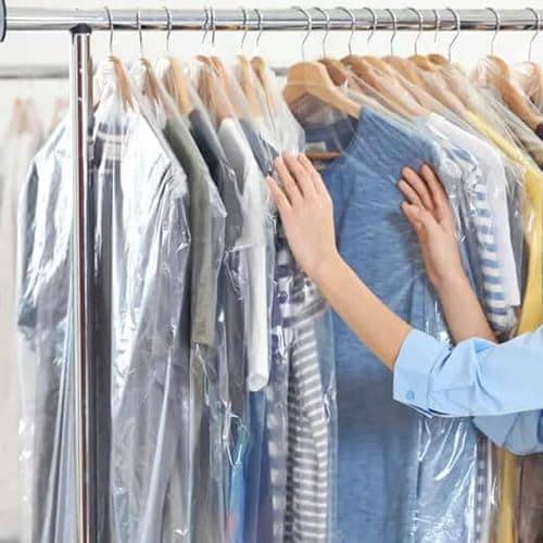 20 Pack Plastic Clothes Covers, 60*100cm/60*140cm Dry Cleaning Bags, Clear Clothes Bags Hanging, Garment Bags, Dust-proof Garment Protector Covers for Clothes Shirt Suit Jacket Sweater (60 × 100cm) — view 5
