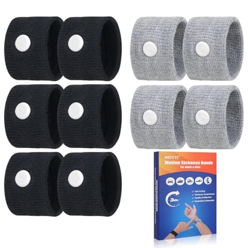 MEIYYJ Travel Sickness Bands for Adults and Kid Anti Nausea Wristbands for Motion & Morning Sickness Relief Bands for Pregnant Wowen Acupressure Nausea Relief for Car, Sea, Air Sickness(5Pairs)