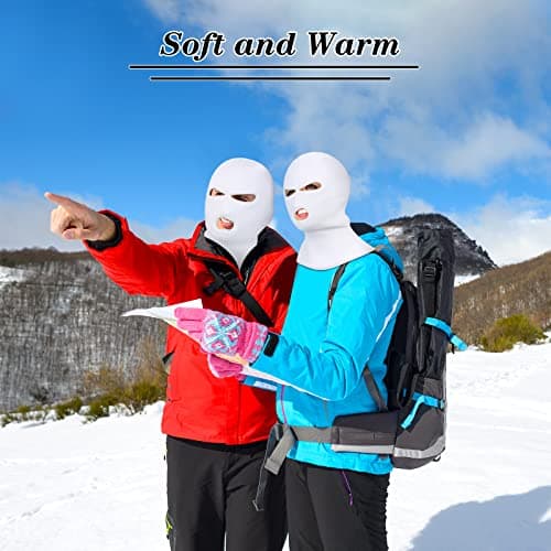 Blulu White Balaclava Ski Mask for Men Skiing, Snowboarding, Motorcycle, Wind Protection Lightweight Neck Warmer, Full Face Cover, 3 Hole Knitted Balaclava for Outdoor Sports — view 6