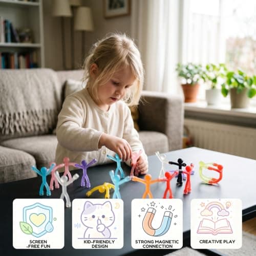 Magnetic Fidget Travel Toys for Kids Age 3-8 – 12Pcs Fun Magnetic Men Set, Perfect for Airplane & Car Trips,Sensory Stress Relief, and Travel Game Gift for Boys & Girls — view 4
