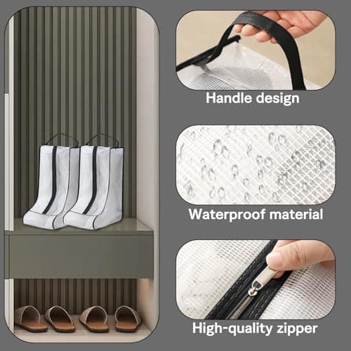 Hsrag 2 Pcs Tall Boots Storage Bags, Waterproof Welly Boot Bag, Portable Dust Proof, Shoe Storage with Zipper — view 3