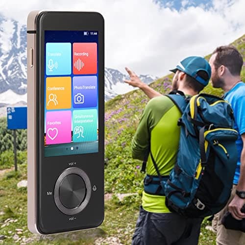 Cocoarm Smart Languages Translator, Intelligent Voice Translation Device, Aluminum Alloy, 3.0 Inch IPS Screen, 137 Online Languages, Photo Translation, for Travel Business Study (Gold)