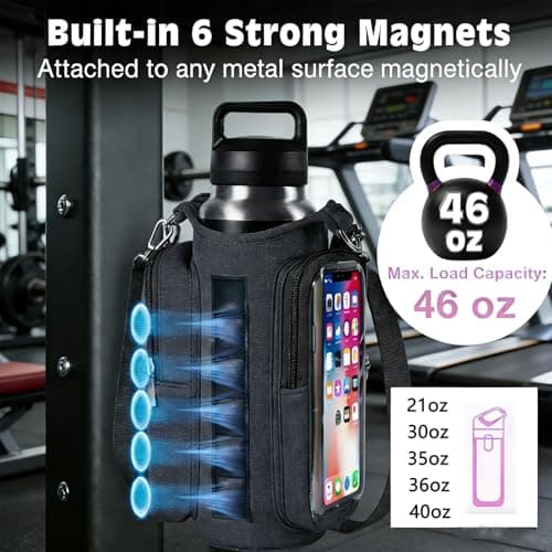 Magnetic Gym Bag Water Bottle Holder with Pockets for Sports Travel Work — view 2