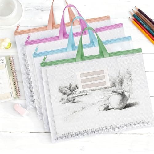 A3 Art Folder Carry Case, 4PCS Clear Plastic Wallets Zip (4 Colors) — view 6