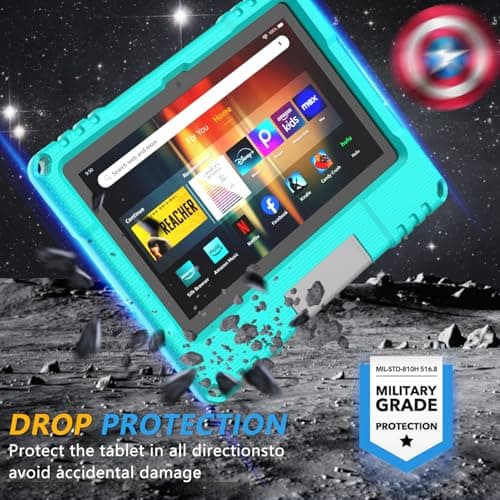 Mansiruyi Tablet Case for 8Tablets,Not Fits Sony TCL 8 inch Tablets, Mansiruyi Lightweight Two-angle Kids Case with Handle Stand - Turquoise — view 3