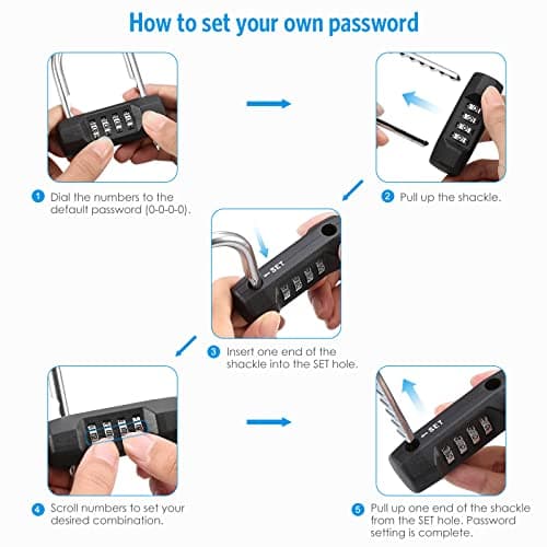 [Upgraded] Brifit Combination Padlock, 4-Digit Combination Lock, Outdoor Weatherproof Combination Locks Padlock, Adjustable Hook, Outdoor Heavy Duty Waterproof for School, Gym Locker, Shed, Garage — view 5