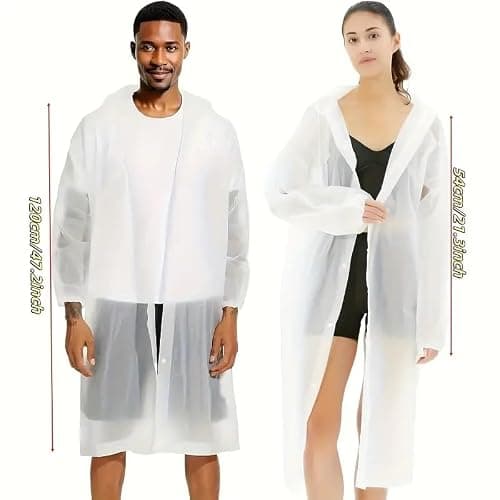 Boolavard 4pcs Heavy-Duty Plastic Rain Ponchos for Adults - Reusable Full-Coverage Hooded Poncho with Drawstring, Unisex Family Pack for Outdoor, Travel — view 3