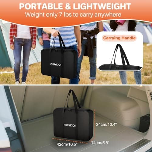 FUNYKICH Aluminum Roll Up Camping Table(89x40cm), 4 Height Adjustable Ultralight Folding Camp Table Up to 70cm, Portable Folding Table with Carry Bag for Camping, Picnic, BBQ, Party, Backyard, Beach — view 4