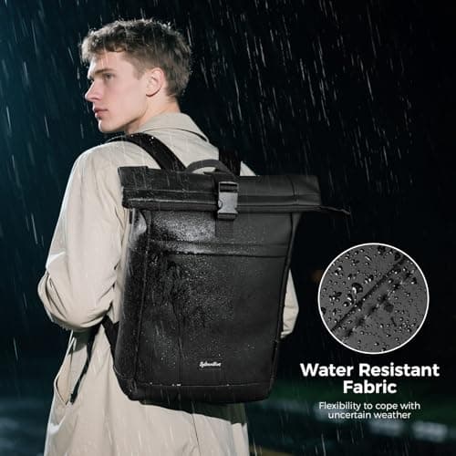 Sylvanthos Waterproof Rolltop Laptop Backpack, 18-25L, Black — view 2