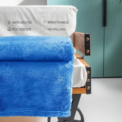 Exclusivo Mezcla Large Plush Fleece Blanket for Sofa Couch, Cobalt Blue — view 4