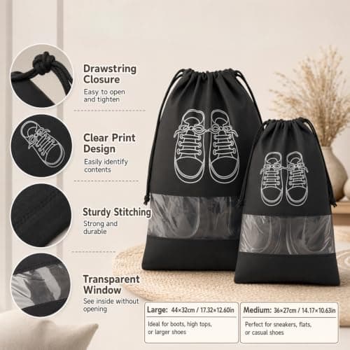 10-Piece Shoe Bags, Large and Medium Shoe Covers, Shoe Bags for Travel,Shoe Bags,Light Grey Travel Shoe Bag Set for Packing and Indoor Dust-Proof Storage — view 3