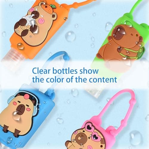 Ulife Mall 4 Pcs 30ml Refillable Travel Bottles Containers Empty Plastic Bottle with Silicone Case, Portable Leak Proof Flip Cap for Toiletries - Capybara — view 4