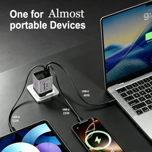 PowerTravel UK 65W USB C Charger, Retractable Cable, 3 in 1, GaN, 0.7m — view 3