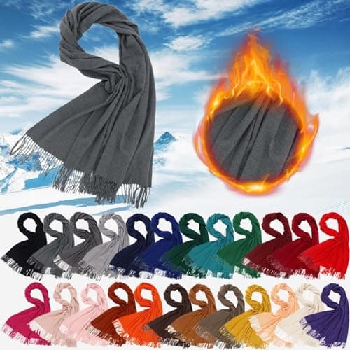 scarf for women uk Scarves for Women Lightweight Wool Scarf For Soft Feel Pashmina Shawl Wrap Solid Color Fashion Winter Ladies Scarves Gifts for Women womens shawls and wraps Turquoise — view 3