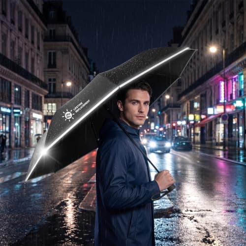 ZephaGuard Inverted Umbrella Travel Umbrella Windproof Strong, Automatic Umbrellas for wind rain, Auto Open Close, 10 Rib Durable Frame for Women Men, Sun & Strong Wind Protection (Black) — view 6